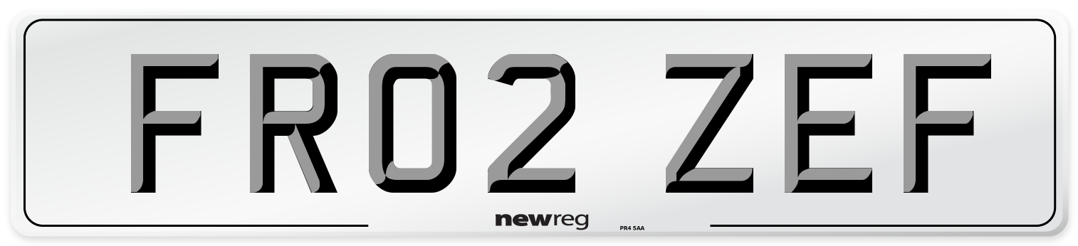 FR02 ZEF Number Plate from New Reg